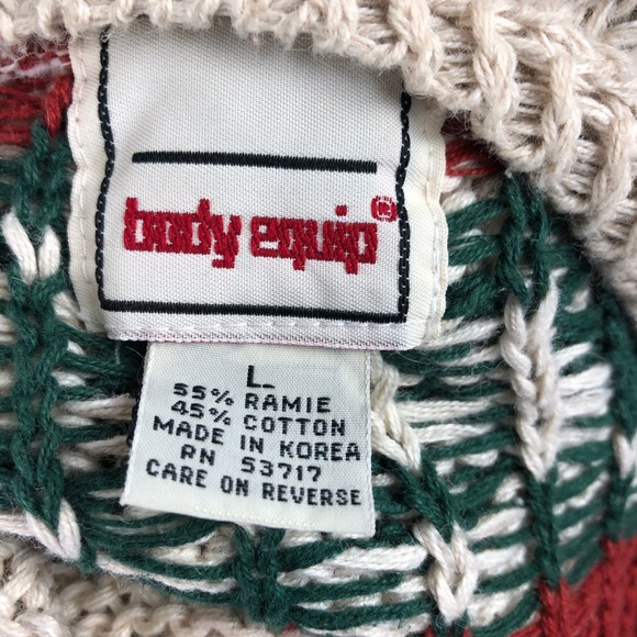 80s 90s Vintage Body Equip Beige Sweater aztec - Picture 7 of 7